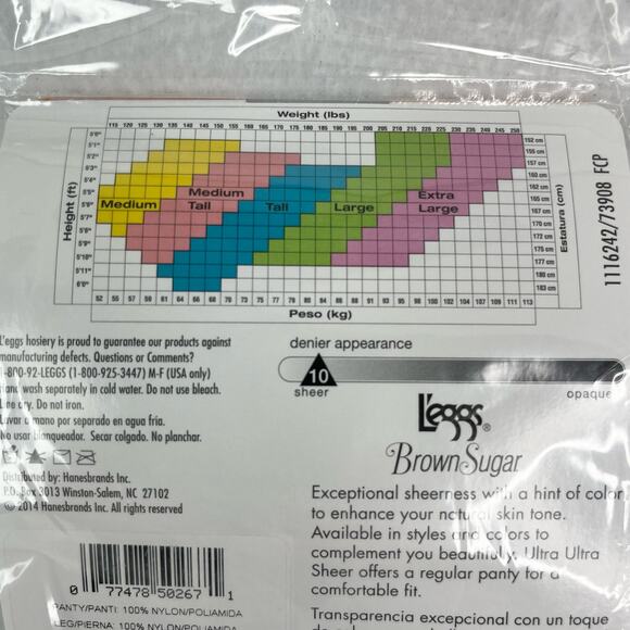 Lot of 2 L'eggs Brown Sugar Ultra Sheer Pantyhose M/T Jet Black Sandalfoot New - Picture 7 of 13